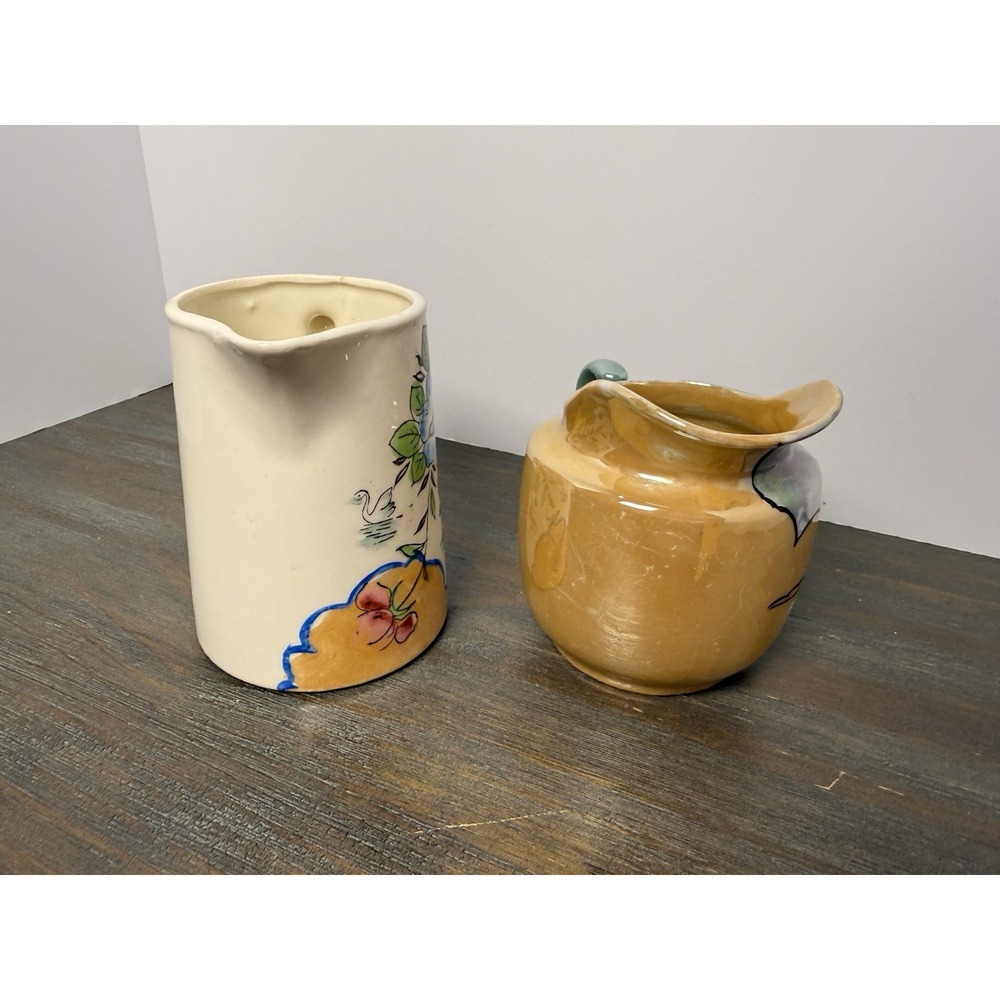 Vintage Garco Japan Hand Painted Ceramic Pitchers Creamers Set of 2 - Picture 6 of 10